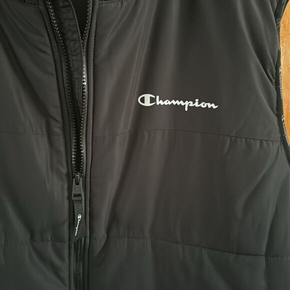 Black Puffer Vest Mens 2XL Champion Zip Pockets - Picture 3 of 8